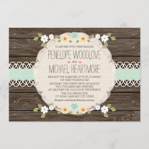 RUSTIC FLORAL BOHO WEDDING INVITATIONS
