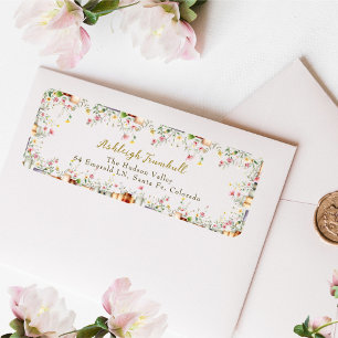 Rustic Floral Book Bridal Shower Return Address  Label