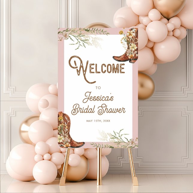 Rustic Floral Boots and Brunch Bridal Shower Poster (Creator Uploaded)