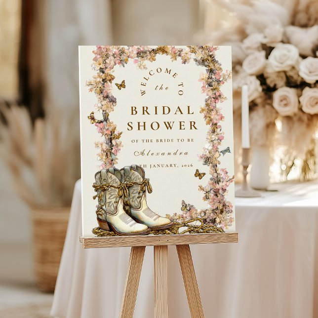 Rustic Floral Boots Bridal Shower Foam Board (Creator Uploaded)