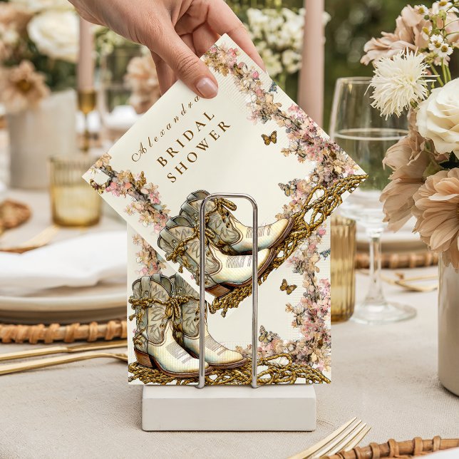 Rustic Floral Boots Bridal Shower Napkins (Creator Uploaded)