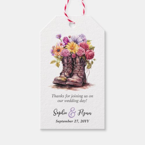 Rustic Floral Boots Country Farm Wedding Thank You Gift Tags