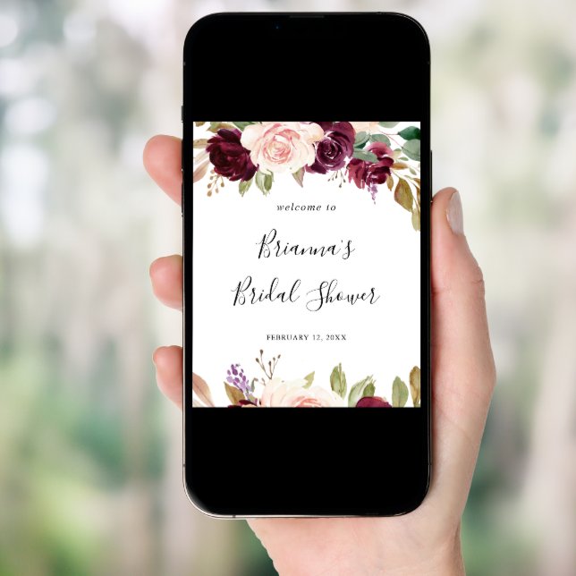 Rustic Floral Botanical Bridal Shower Welcome Poster (Front Digital)