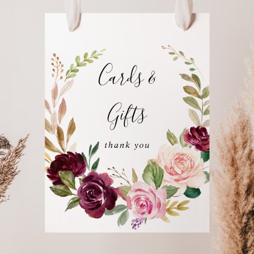 Rustic Floral Botanical Cards and Gifts Sign