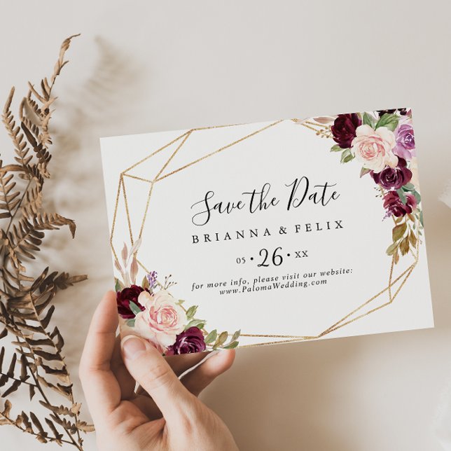 Rustic Floral Botanical Foliage Horizontal Wedding Save The Date (Creator Uploaded)