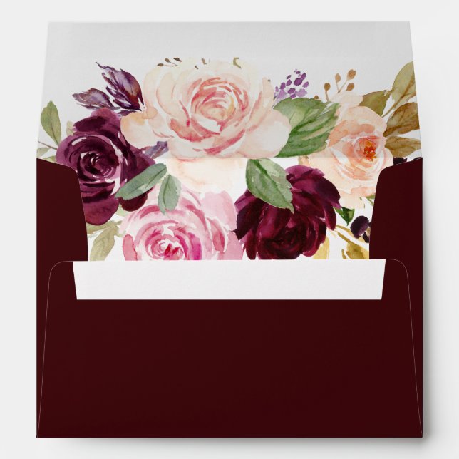 Rustic Floral Botanical Foliage Wedding  Envelope (Back (Bottom))