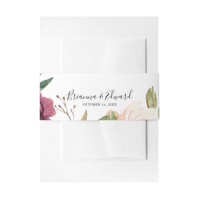 Rustic Floral Botanical Foliage Wedding Invitation Invitation Belly Band (Front Example)