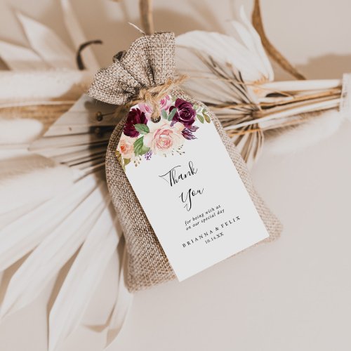 Rustic Floral Botanical Foliage Wedding Thank You Gift Tags