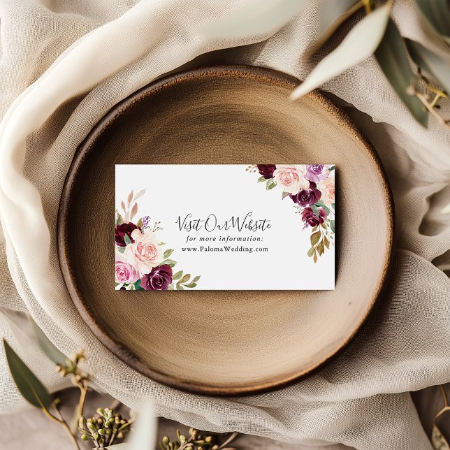 Rustic Floral Botanical Foliage Wedding Website Enclosure Card (Creator Uploaded)