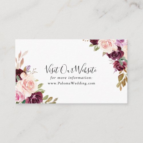 Rustic Floral Botanical Foliage Wedding Website Enclosure Card