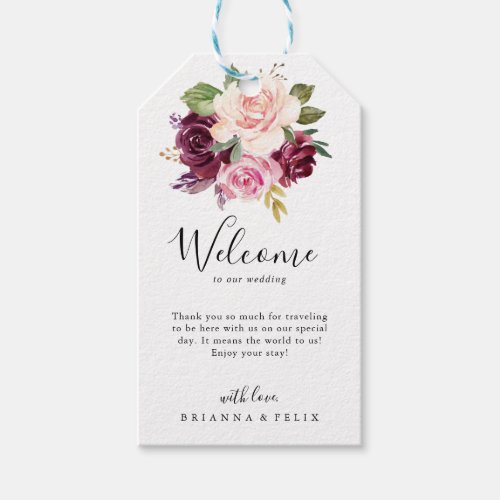 Rustic Floral Botanical Foliage Wedding Welcome Gift Tags