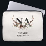 rustic floral botanical personalized fall monogram laptop sleeve<br><div class="desc">elegant rustic design with fall foliage and stage antlers personalized with your name and initials</div>