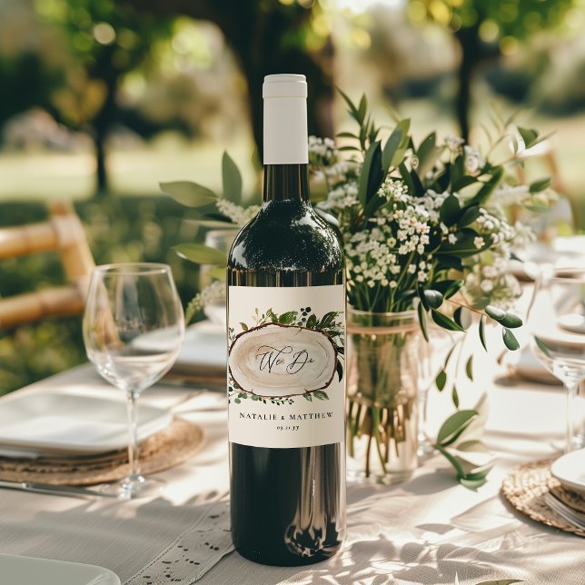 rustic floral botanical personalized wedding wine label (Creator Uploaded)