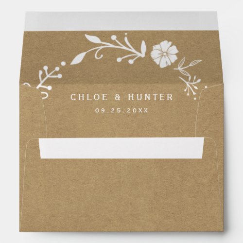 Rustic Floral Botanical Wreath Faux Kraft 5x7 Envelope