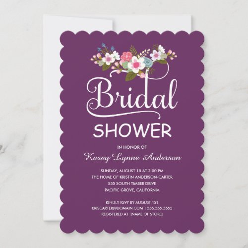 Rustic Floral Bouquet Bridal Shower _ Purple Invitation