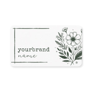 Rustic Floral Boutique Flower Herbs Drawing Green Business Card