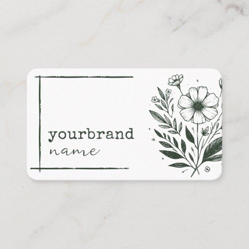 Rustic Floral Boutique Flower Herbs Drawing Green Business Card