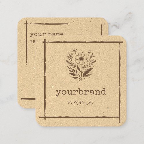 Rustic Floral Boutique Stationery Florist Flower Square Business Card