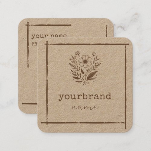 Rustic Floral Boutique Stationery Florist Flower Square Business Card