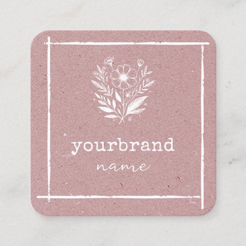 Rustic Floral Boutique Stationery Vintage Pink Square Business Card