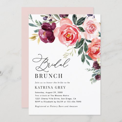 Rustic Floral Bridal Brunch Shower Invitation