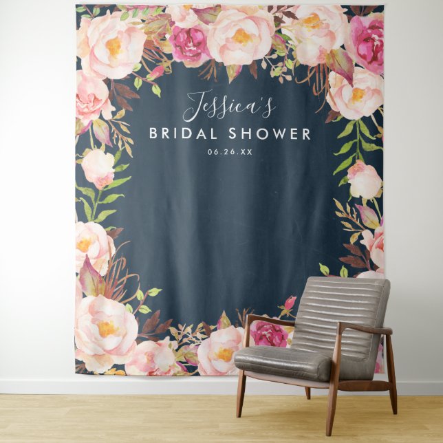 Rustic Floral Bridal Shower Backdrop (In Situ)