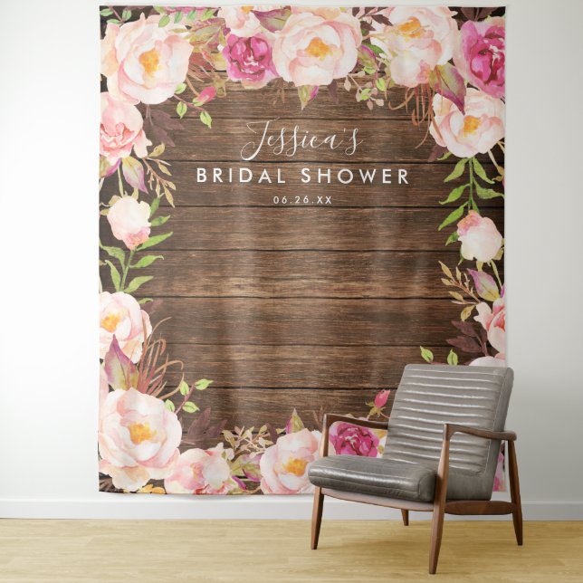 Rustic Floral Bridal Shower Backdrop (In Situ)