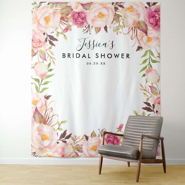 Rustic Floral Bridal Shower Backdrop | Zazzle.com