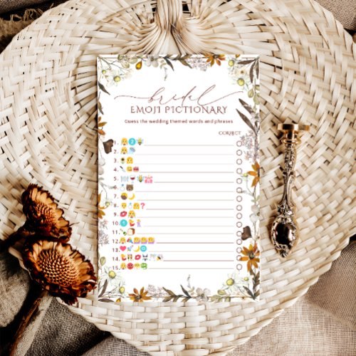 Rustic Floral Bridal Shower Emoji Pictionary Game