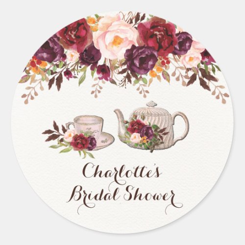 Rustic Floral Bridal Shower Favor Sticker Tag