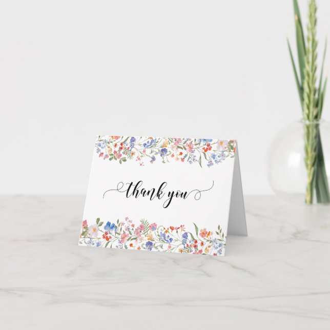 Rustic Floral Bridal Shower Folded Thank You Card (Front)