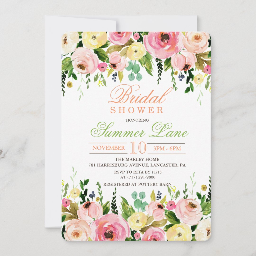 Rustic Floral Bridal Shower Invitation Zazzle
