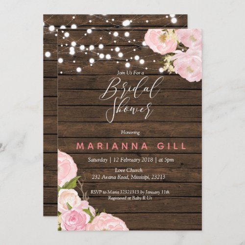 Rustic floral bridal shower Invitation