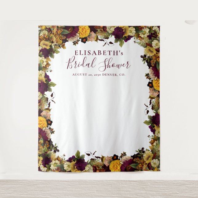 Rustic floral bridal shower photo booth backdrop (Front)