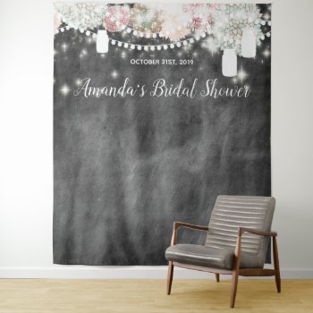 Rustic Floral Bridal Shower Photo Booth Backdrop by oddlotpaperie at Zazzle