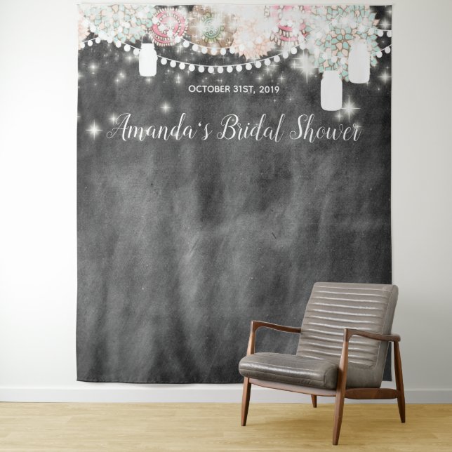 Rustic Floral Bridal Shower Photo Booth Backdrop (In Situ)