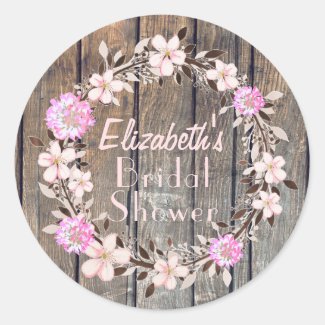 Rustic Floral Bridal Shower Stickers