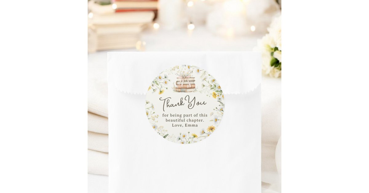 Rustic Floral Bridal Shower Thank You Favor Classic Round Sticker | Zazzle