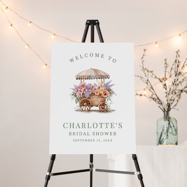 Rustic Floral Bridal Shower Welcome Foam Board (In Situ (Stand))