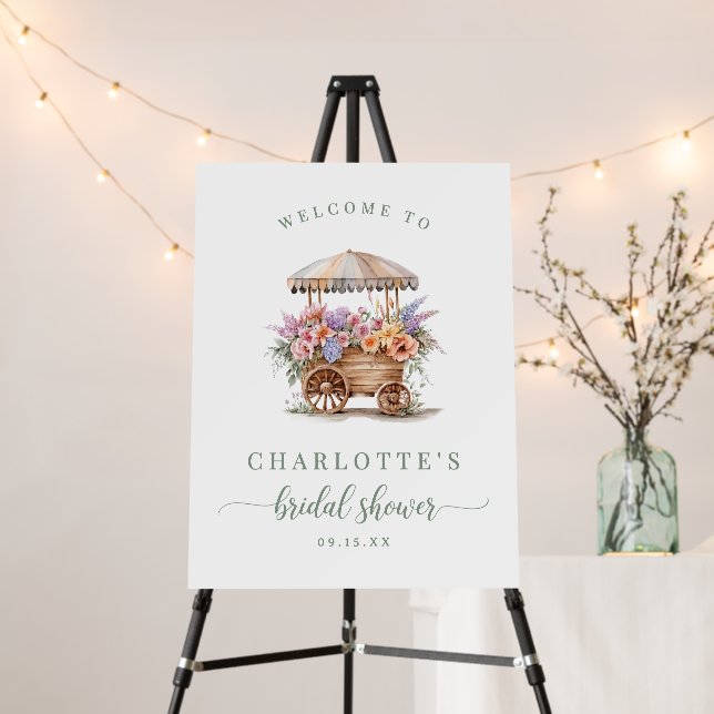 Rustic Floral Bridal Shower Welcome Sign (In Situ (Stand))