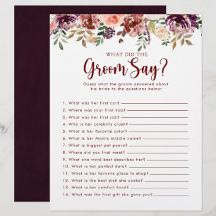 Rustic Floral Bridal Shower What did the Groom Say