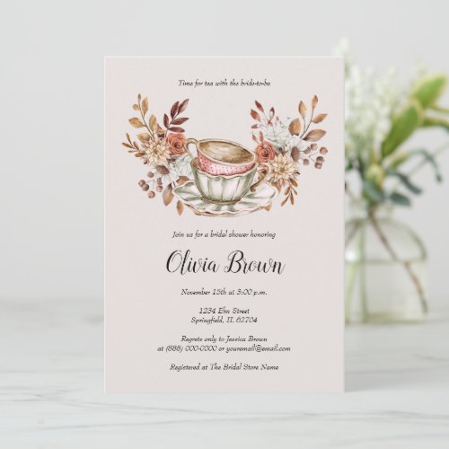 Rustic Floral Bridal Tea  Invitation