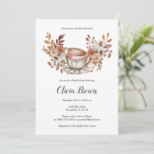 Rustic Floral Bridal Tea  Invitation