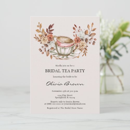 Rustic Floral Bridal Tea Party Invitation