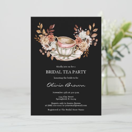 Rustic Floral Bridal Tea Party Invitation