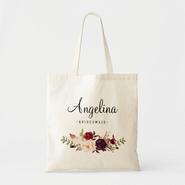 Rustic Floral Bridesmaid Personalized-04 Tote Bag (Front)