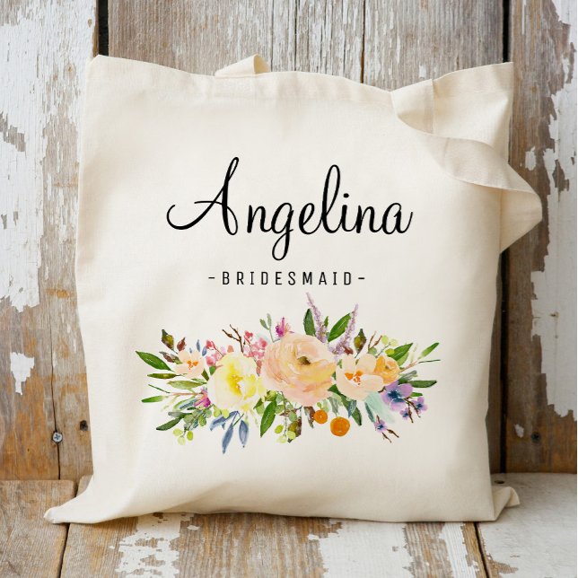 Rustic Floral Bridesmaid Personalized-07 Tote Bag (Creator Uploaded)
