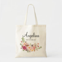 Rustic Floral Bridesmaid Personalized-6 Tote Bag