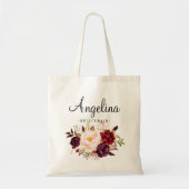 Rustic Floral Bridesmaid Personalized Tote Bag (Front)