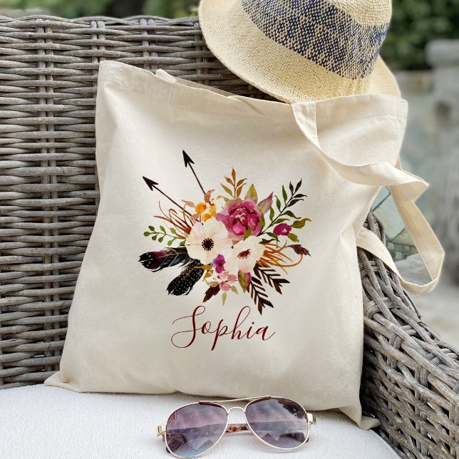 Rustic floral Bridesmaid Personalized Tote Bag (Creator Uploaded)